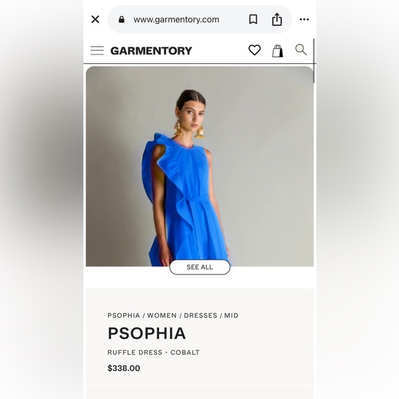 Psophia Cobalt Blue Ruffle Dress - Picture 3 of 9